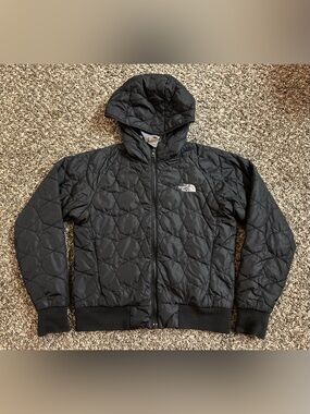 The North Face Women’s quilted hooded jacket  - black - size small
